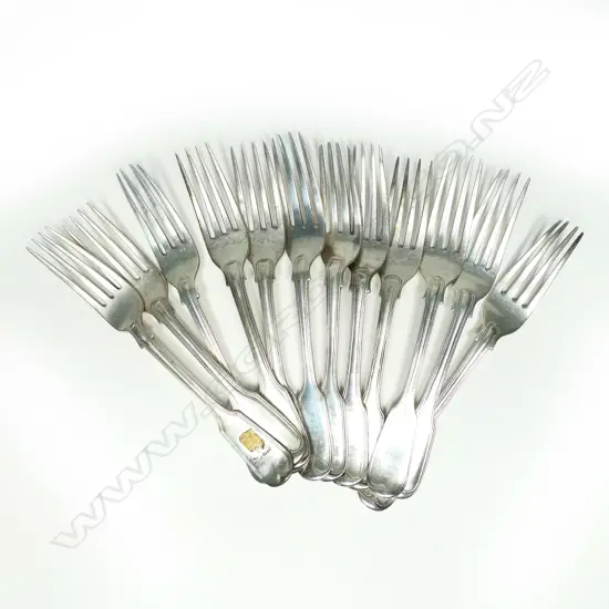 A mixed set of 12 c.1840 silver table forks