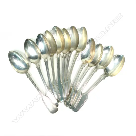 A mixed set of 12 c.1830/40 silver dessert spoons