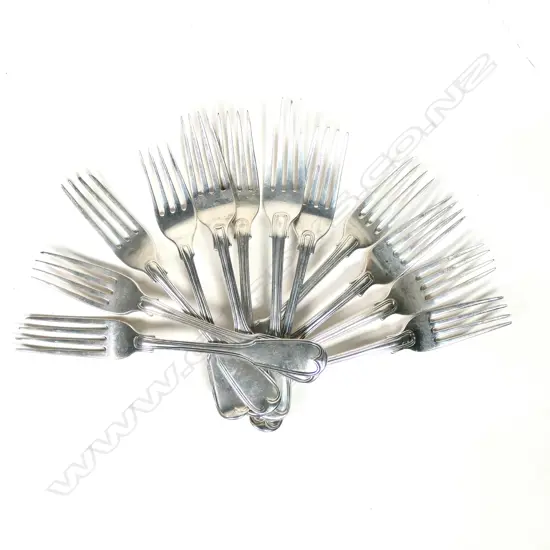 A mixed set of 12 c.1840 silver dessert forks