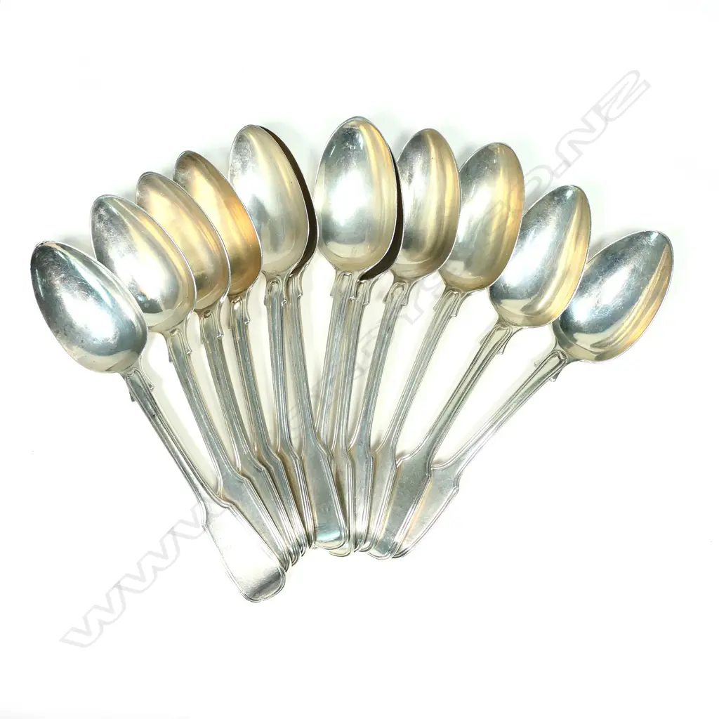 A mixed set of 12 c.1840 silver dessert spoons Image 1++