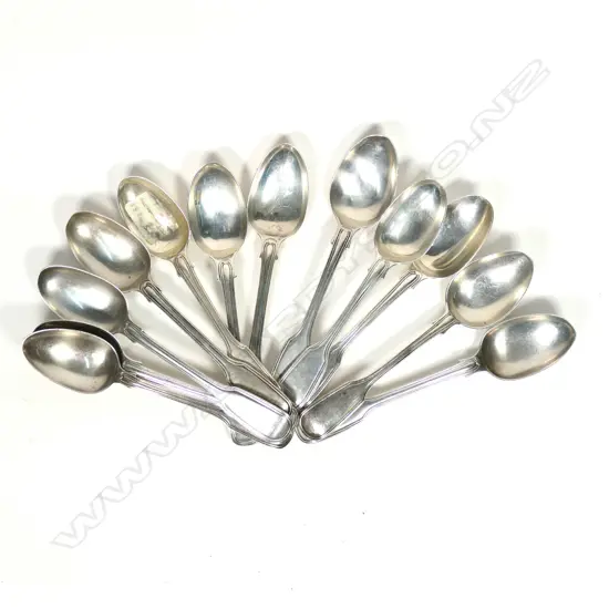 A mixed set of 12 c.1840 silver teaspoons