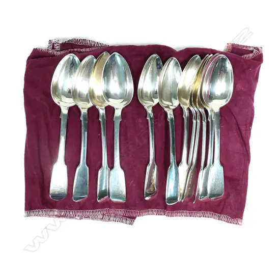 A set of 12 (6 + 6) Victorian silver dessert spoons