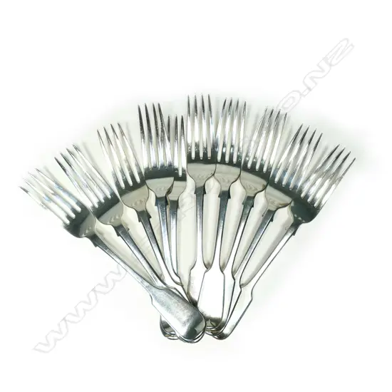 A mixed set of 10 Victorian silver table forks