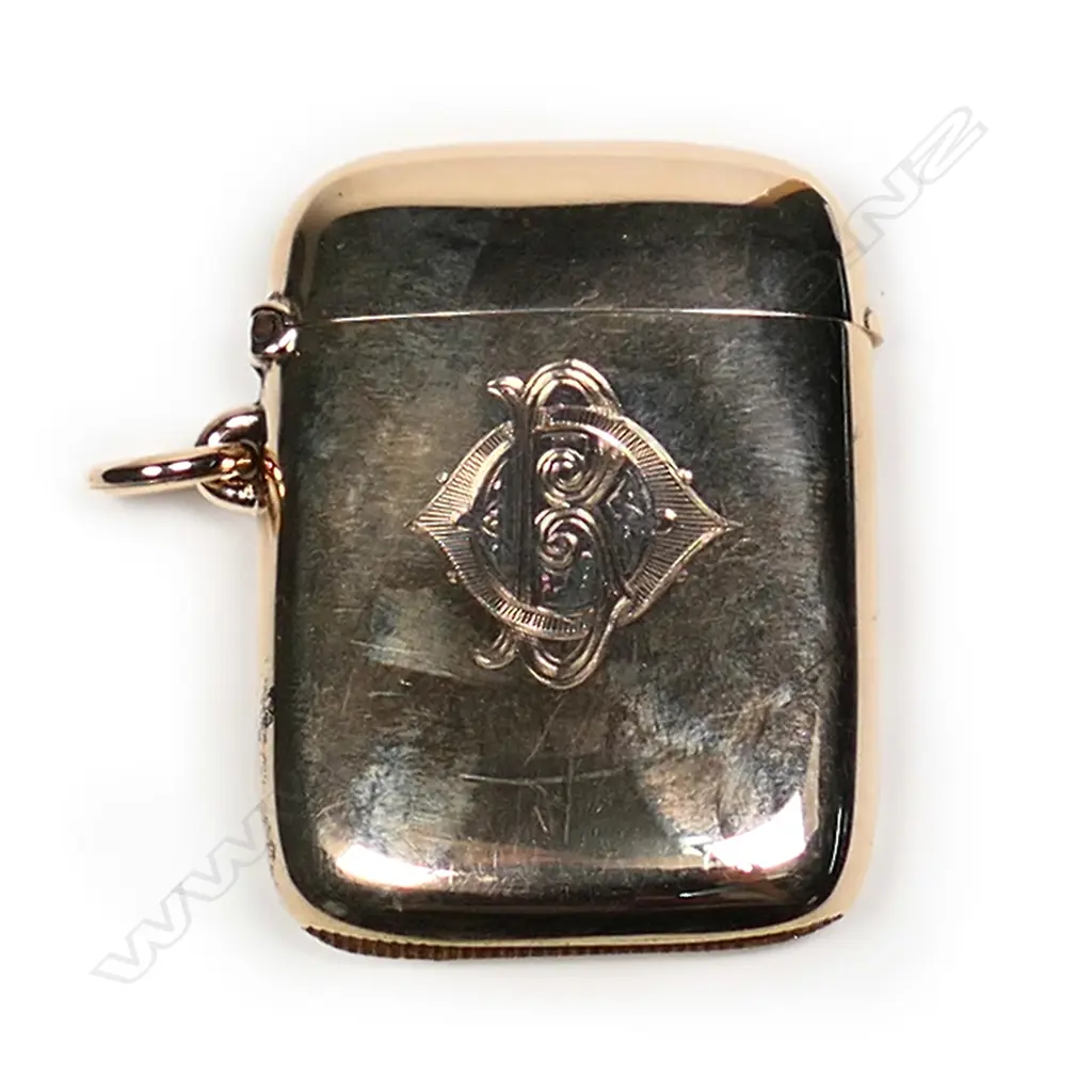A c.1900 9ct rose gold vesta Image 1++