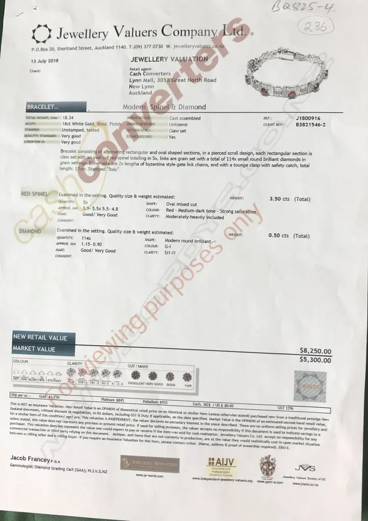 An 18ct white gold red spinel and diamond bracelet Image 1++