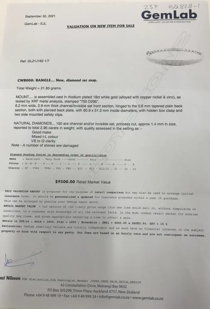 An 18ct white gold and multi diamond hinged bangle Image 1++