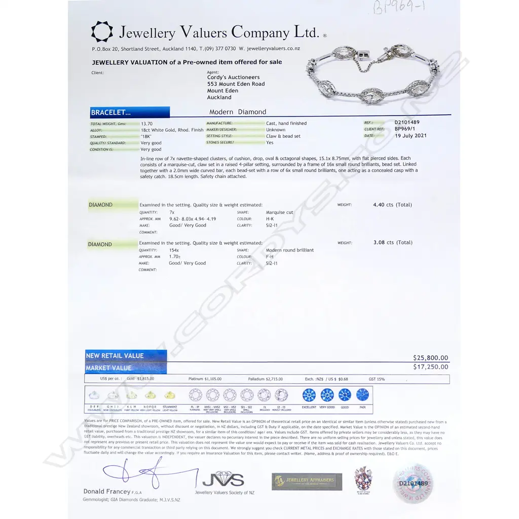 An exceptional 18ct. white gold and diamond bracelet Image 1++