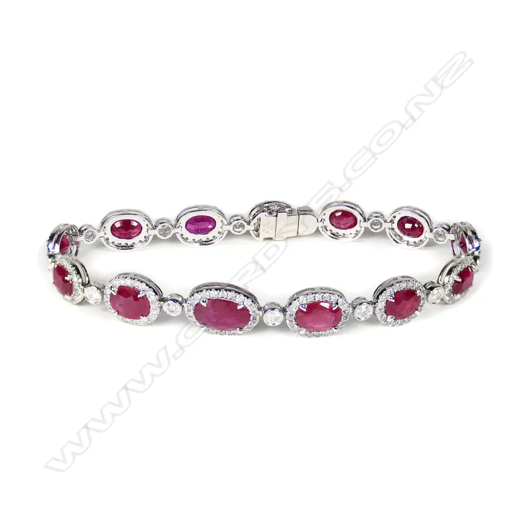 A platinum ruby and diamond bracelet Image 1++
