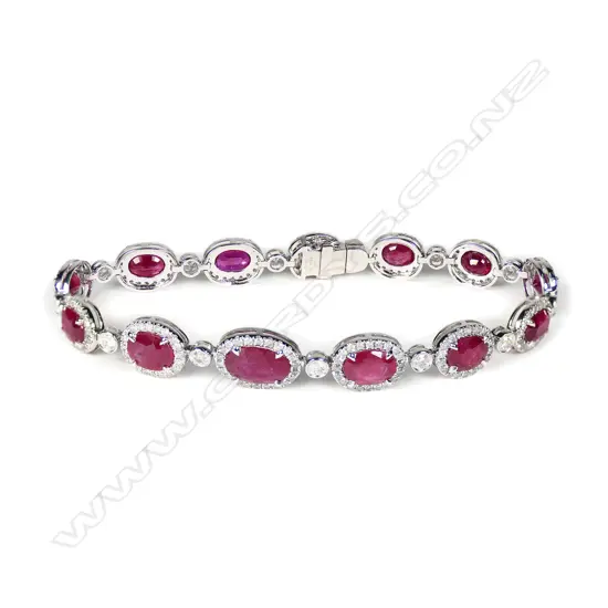 A platinum ruby and diamond bracelet