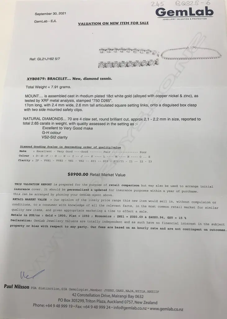 A modern 18ct white gold and diamond tennis bracelet Image 1++