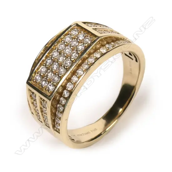 A gent’s 10ct yellow gold and multi diamond ring