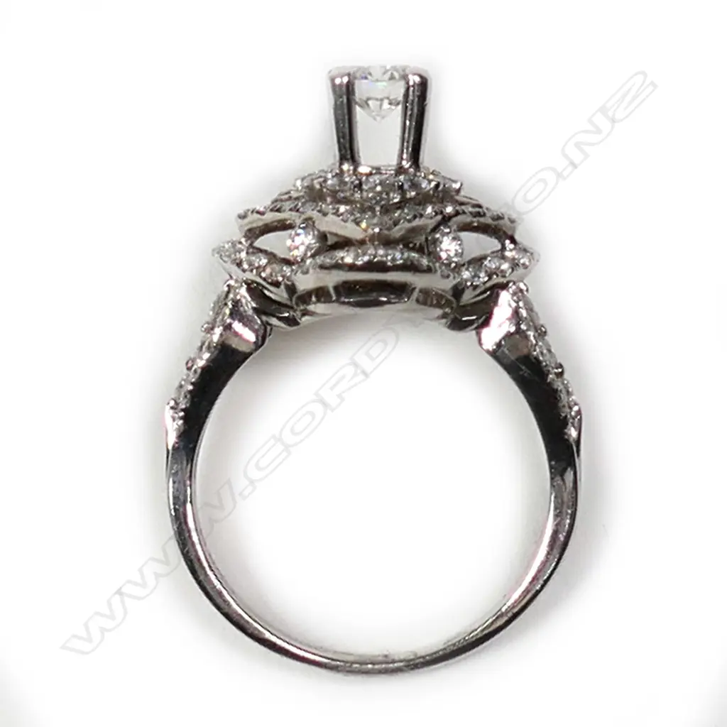 A 14ct white gold diamond cluster ring Image 1++