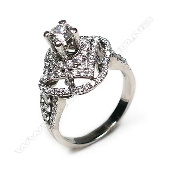 A 14ct white gold diamond cluster ring
