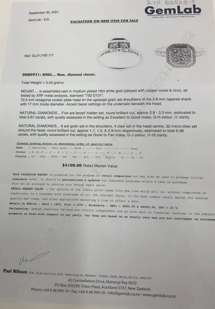 A modern 18ct white gold and diamond cluster ring Image 1++