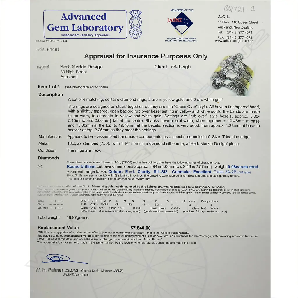 An 18ct gold and diamond four ring stacking set Image 1++