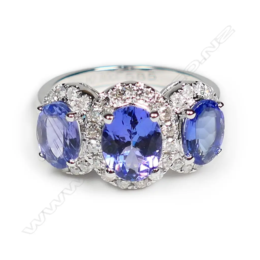 A 14ct white gold tanzanite and diamond Image 1++