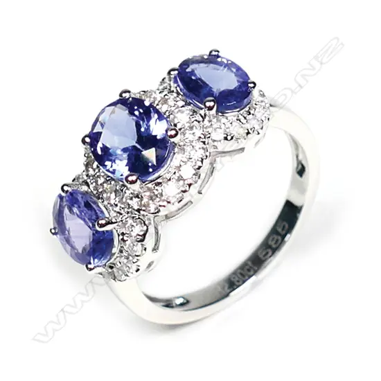 A 14ct white gold tanzanite and diamond