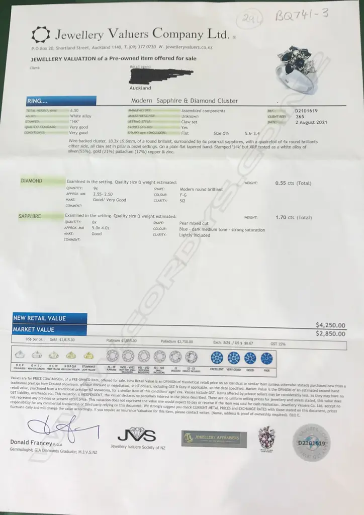 A 14ct white gold sapphire and diamond ring Image 1++