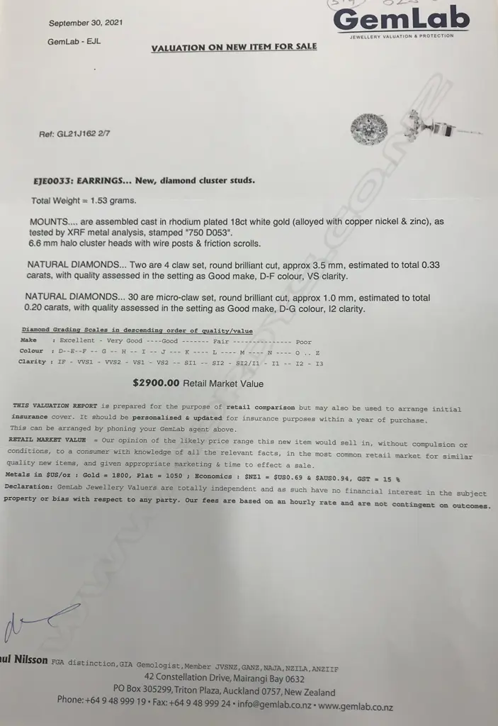 A pair of 18ct white gold and diamond cluster earrings Image 1++