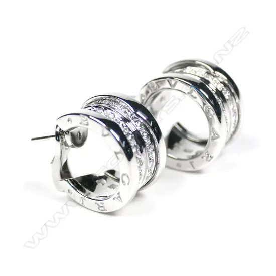 A pair of Bvlgari 18ct white gold and diamond earrings