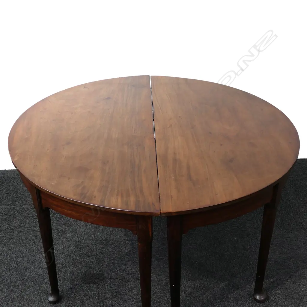 A pair of George III mahogany D-end tables Image 1++