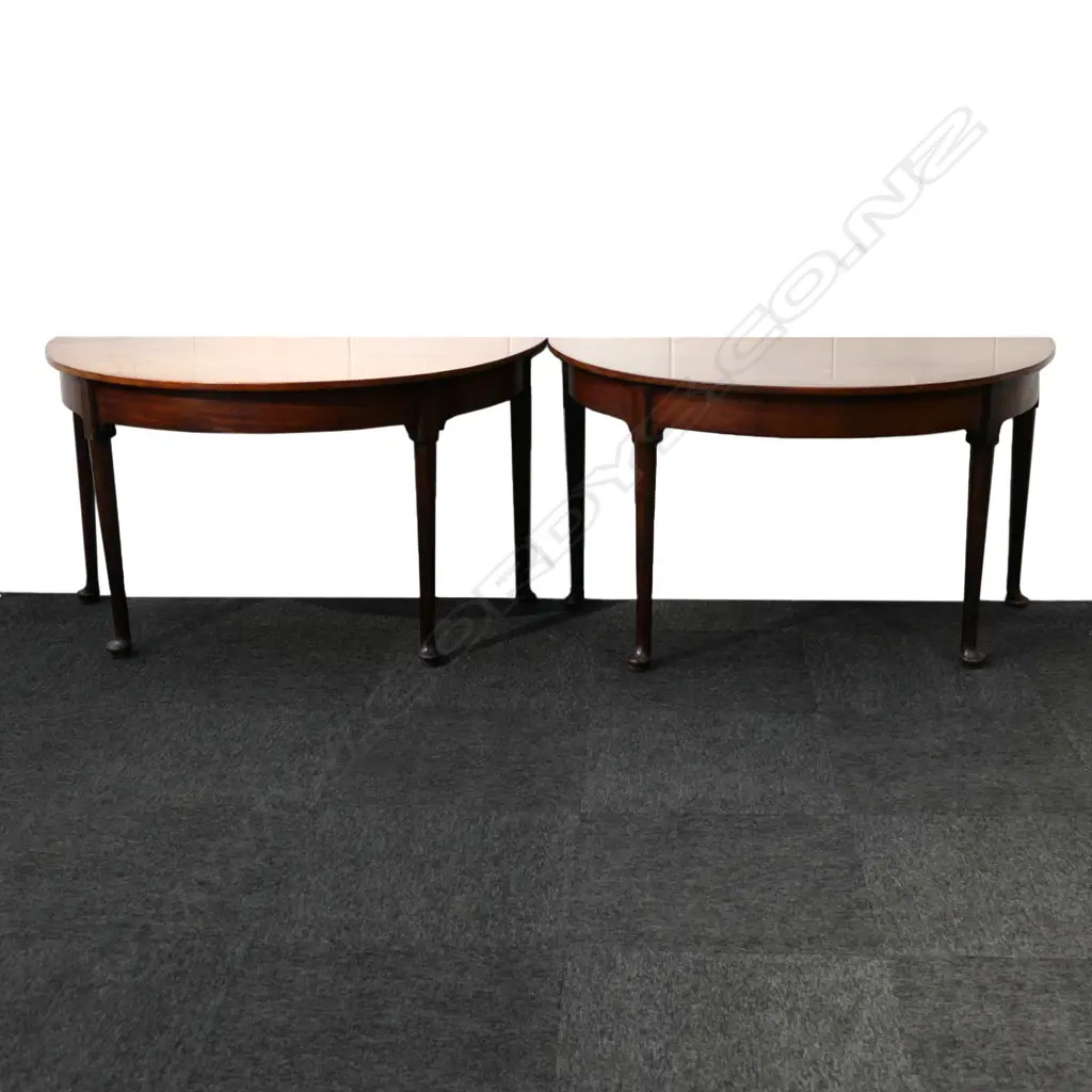 A pair of George III mahogany D-end tables Image 1++