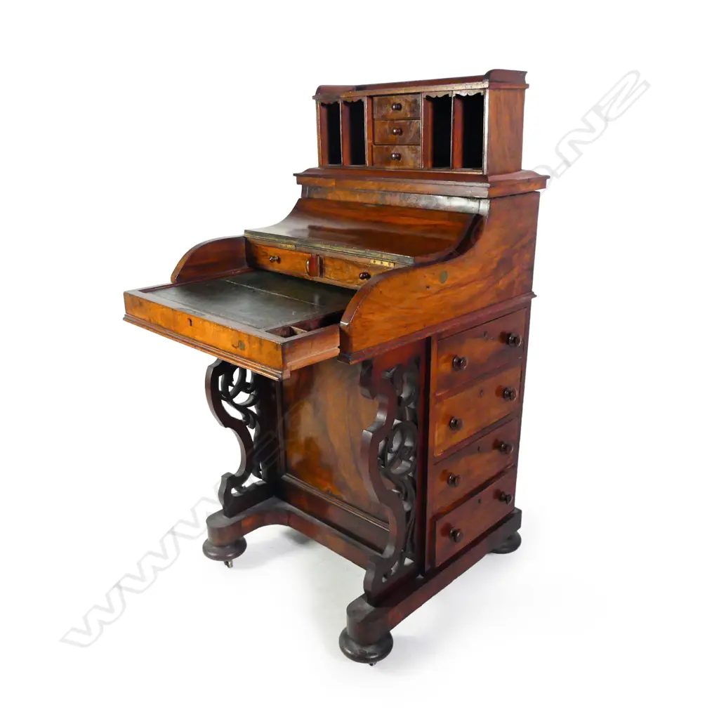 A Victorian burr walnut Davenport Image 1++