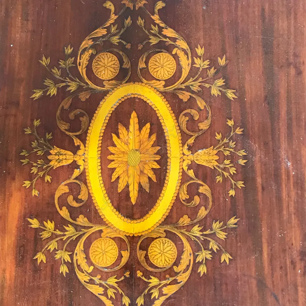 A 19thC Sheraton Revival style inlaid occasional table Image 1++