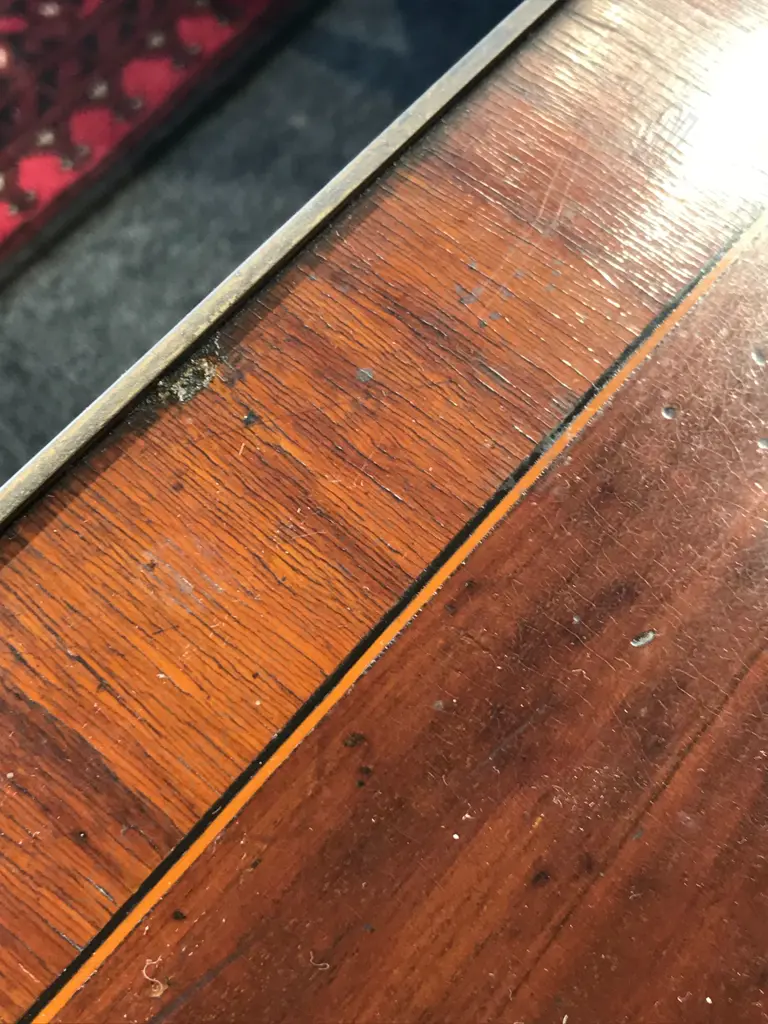 A 19thC Sheraton Revival style inlaid occasional table Image 1++