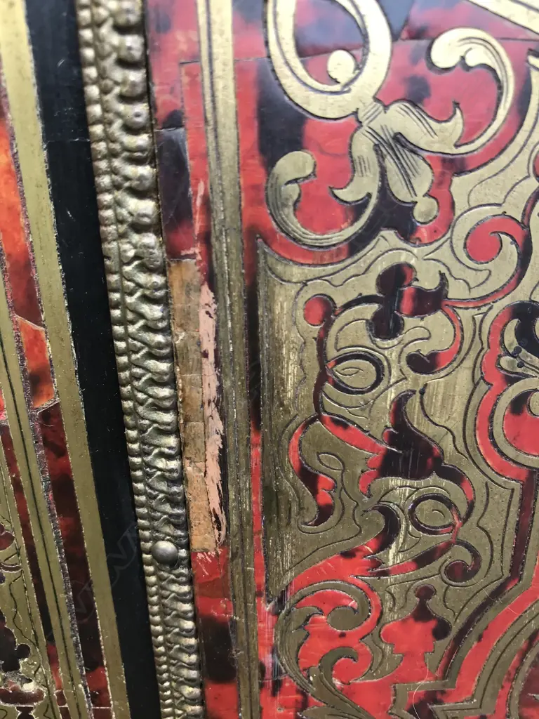 A 19thC French red tortoiseshell and cut brass Boulle marquetry bonheur du jour Image 1++