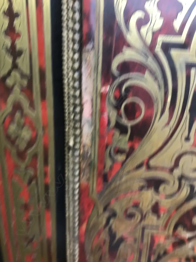 A 19thC French red tortoiseshell and cut brass Boulle marquetry bonheur du jour Image 1++