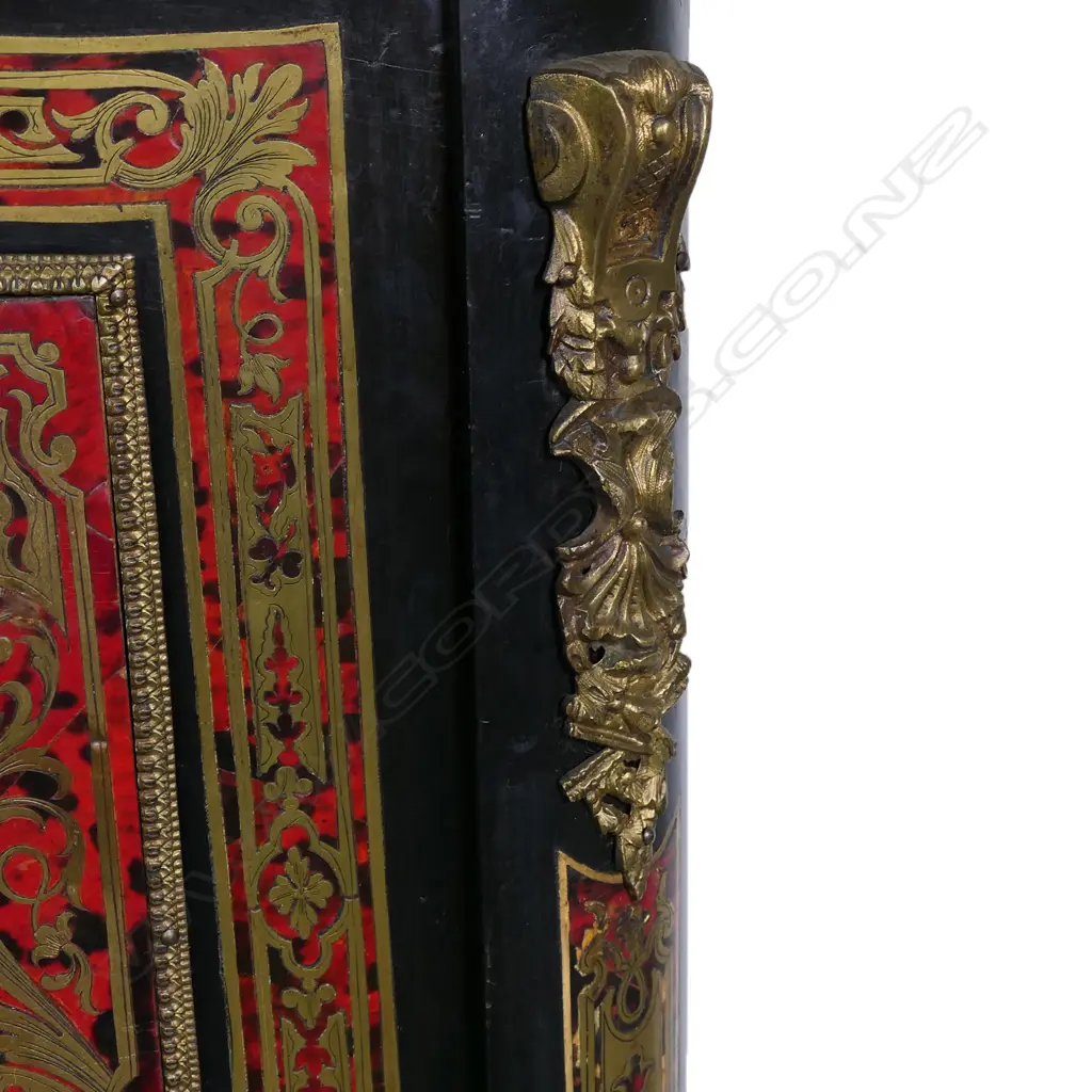 A 19thC French red tortoiseshell and cut brass Boulle marquetry bonheur du jour Image 1++
