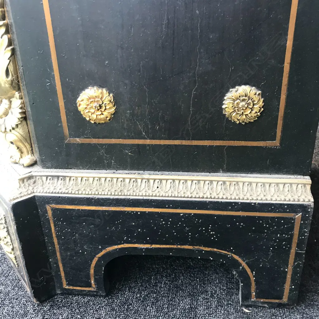 An impressive 19thC French ebonised and pietra dura pier cabinet Image 1++