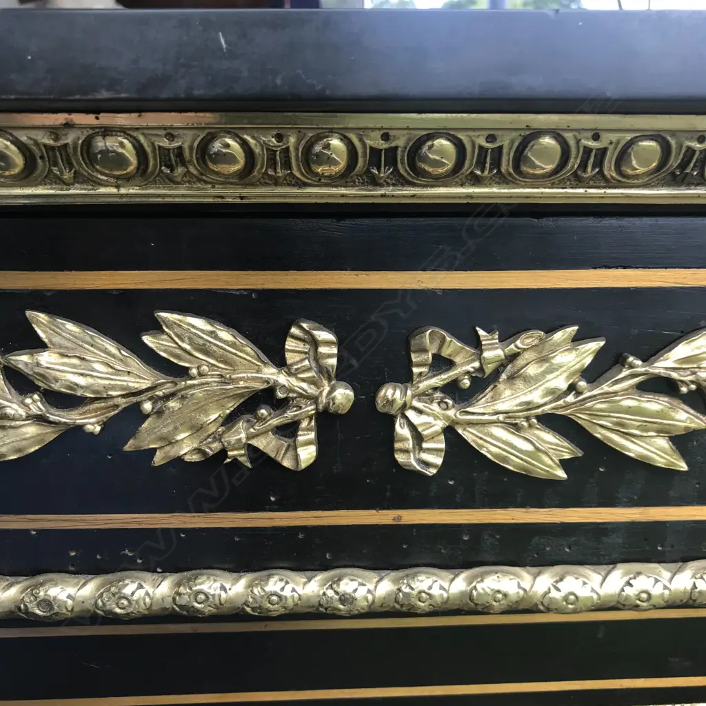 An impressive 19thC French ebonised and pietra dura pier cabinet Image 1++