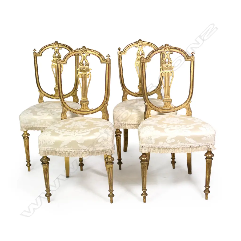Four gilt salon chairs Image 1++