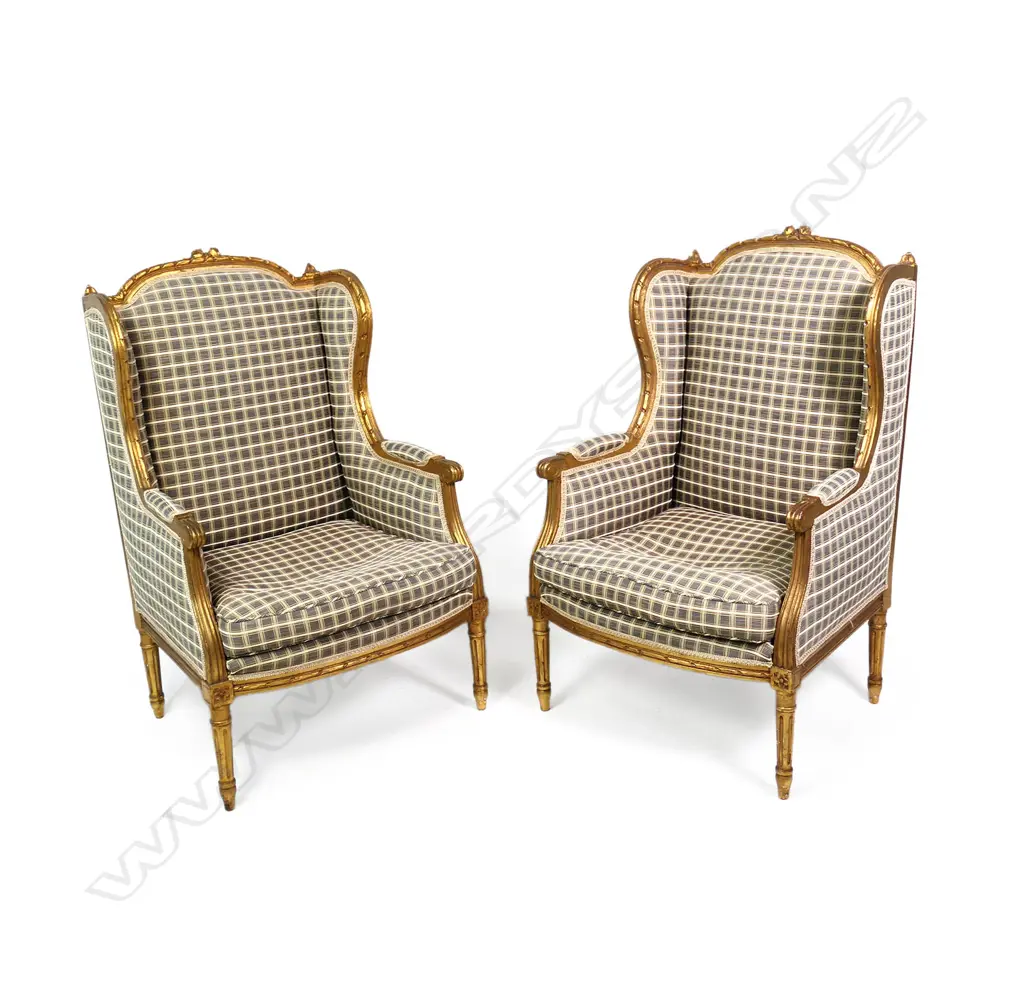 A pair of French Louis XVI style bergères Image 1++