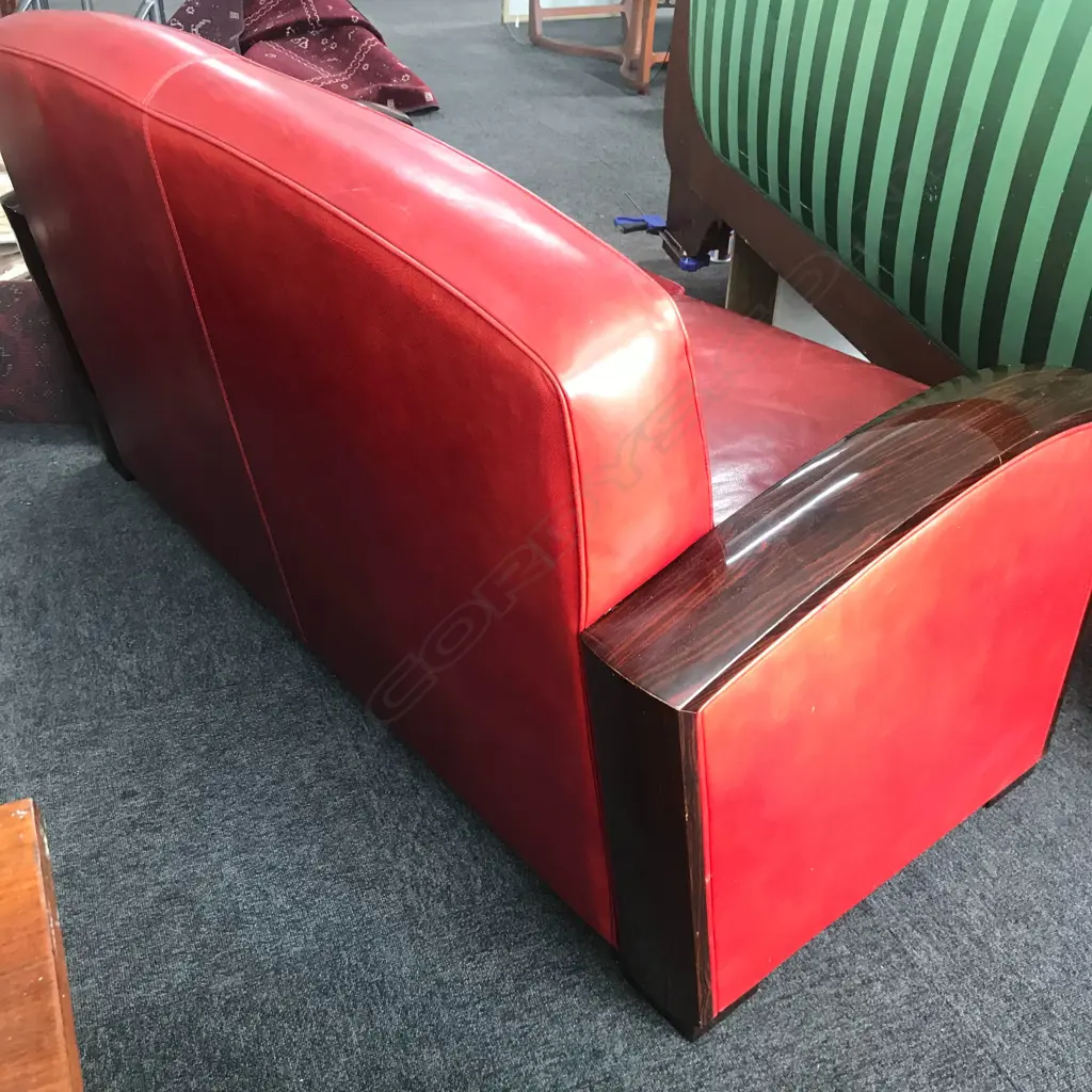 A French Art Deco style two-seater club sofa Image 1++