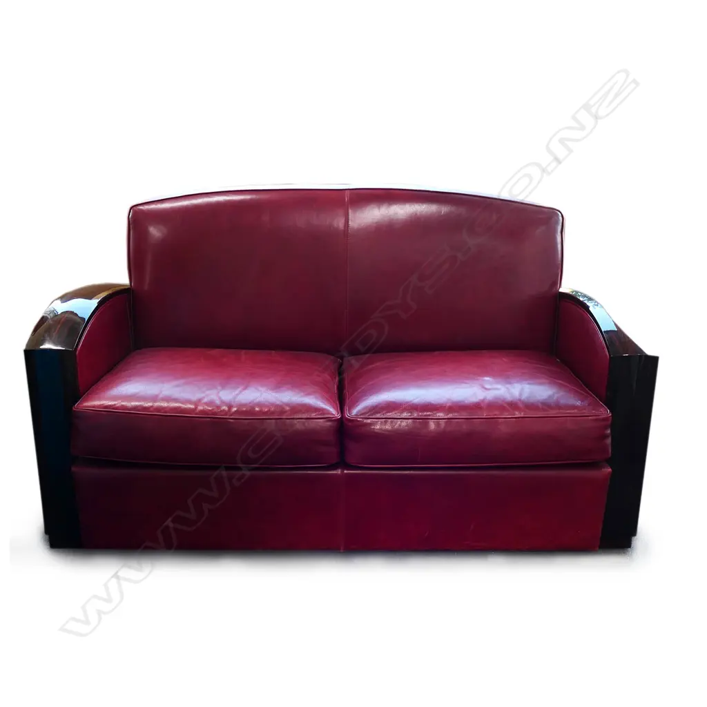 A French Art Deco style two-seater club sofa Image 1++