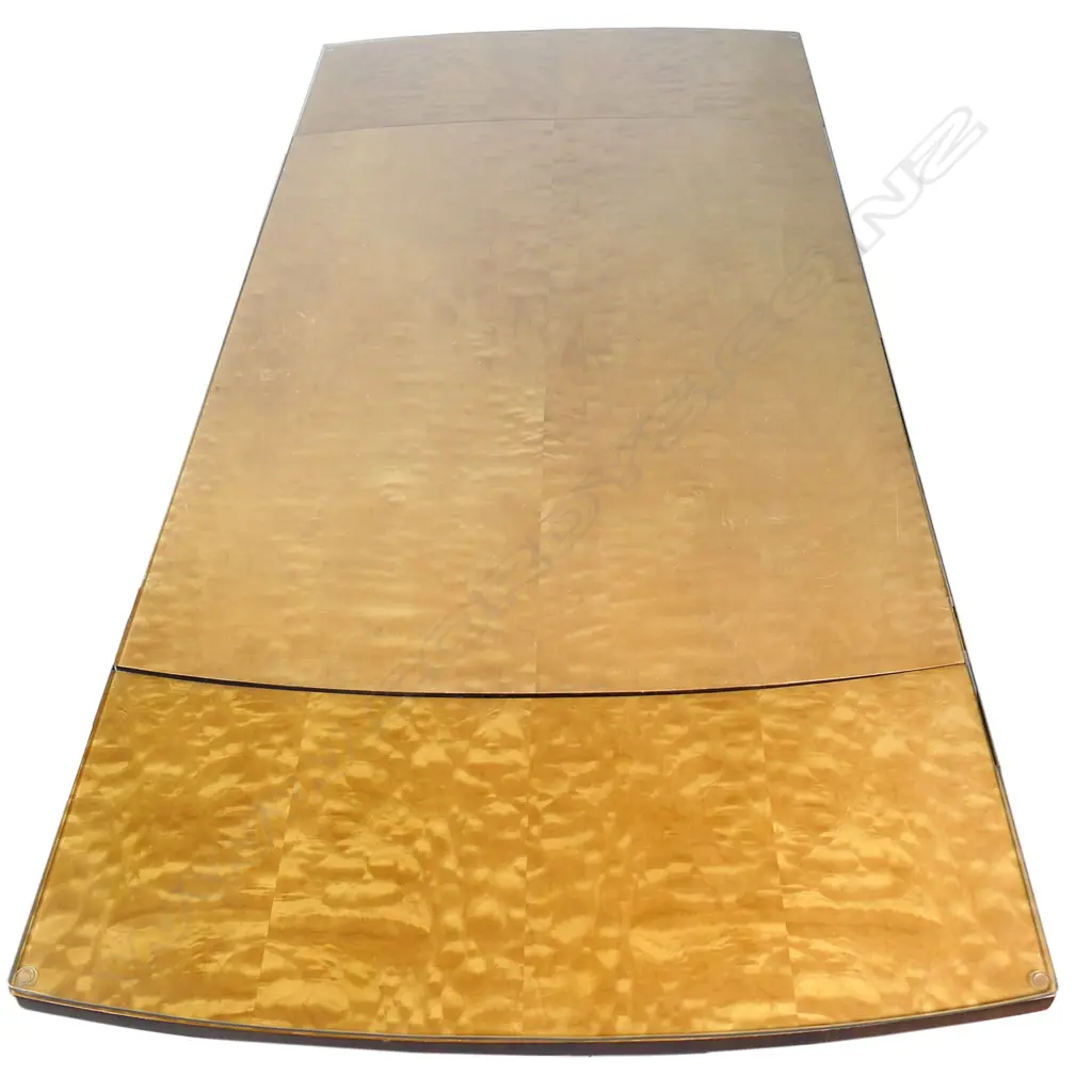 An Art Deco walnut and maple dining suite with six chairs Image 1++