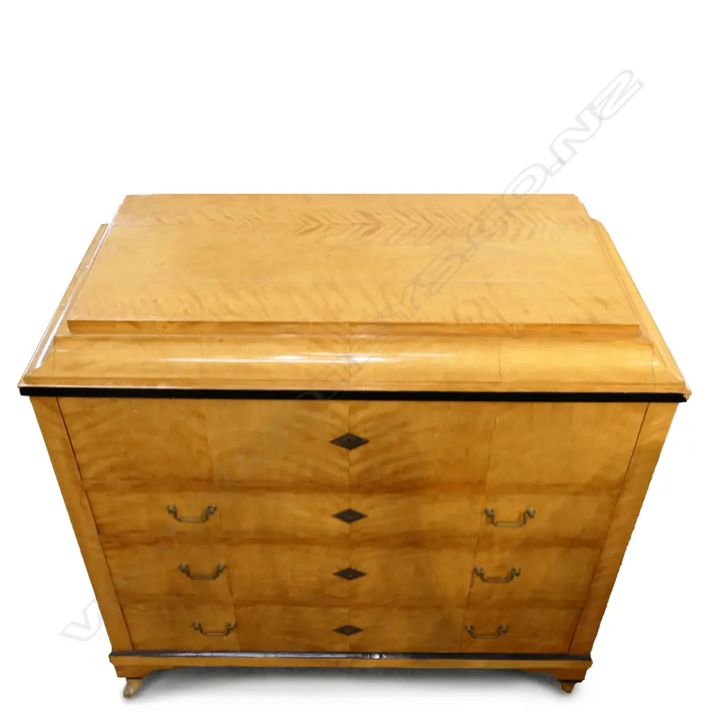 A Biedermeier birch four drawer secretaire Image 1++