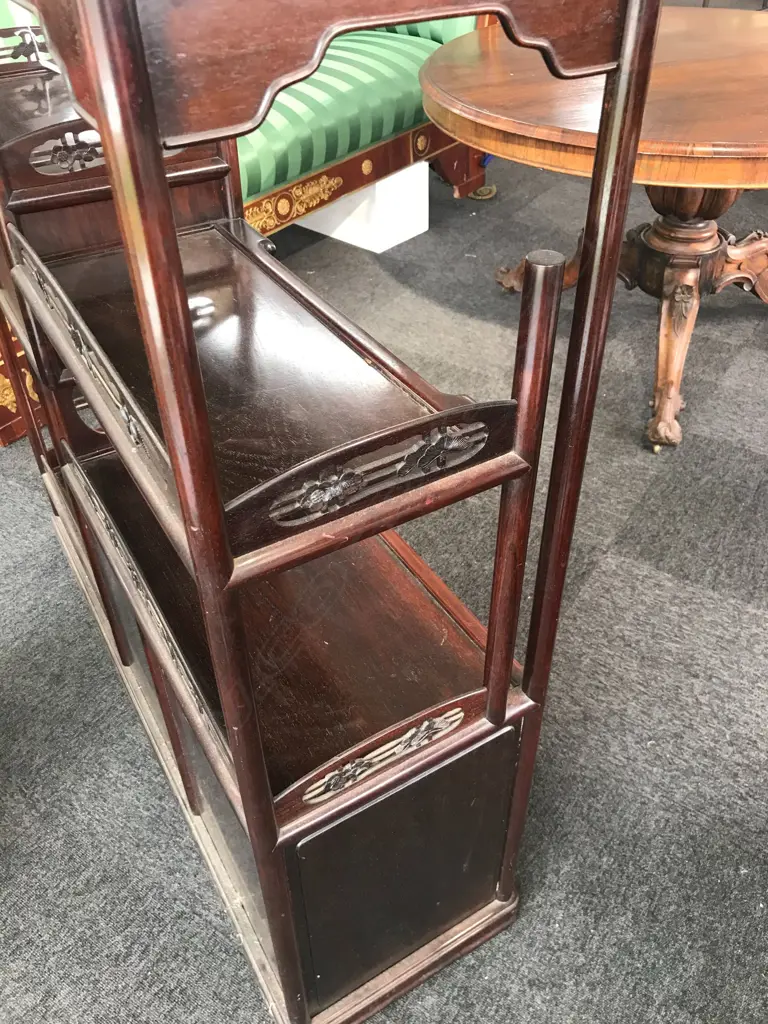 A quality vintage Chinese rosewood display cabinet Image 1++