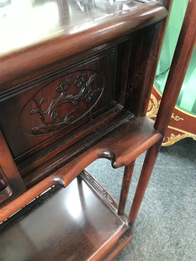 A quality vintage Chinese rosewood display cabinet Image 1++