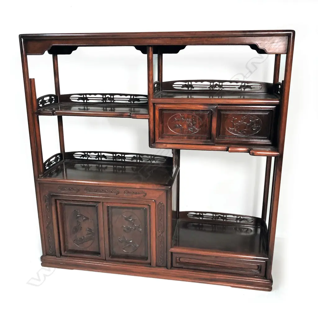 A quality vintage Chinese rosewood display cabinet Image 1++