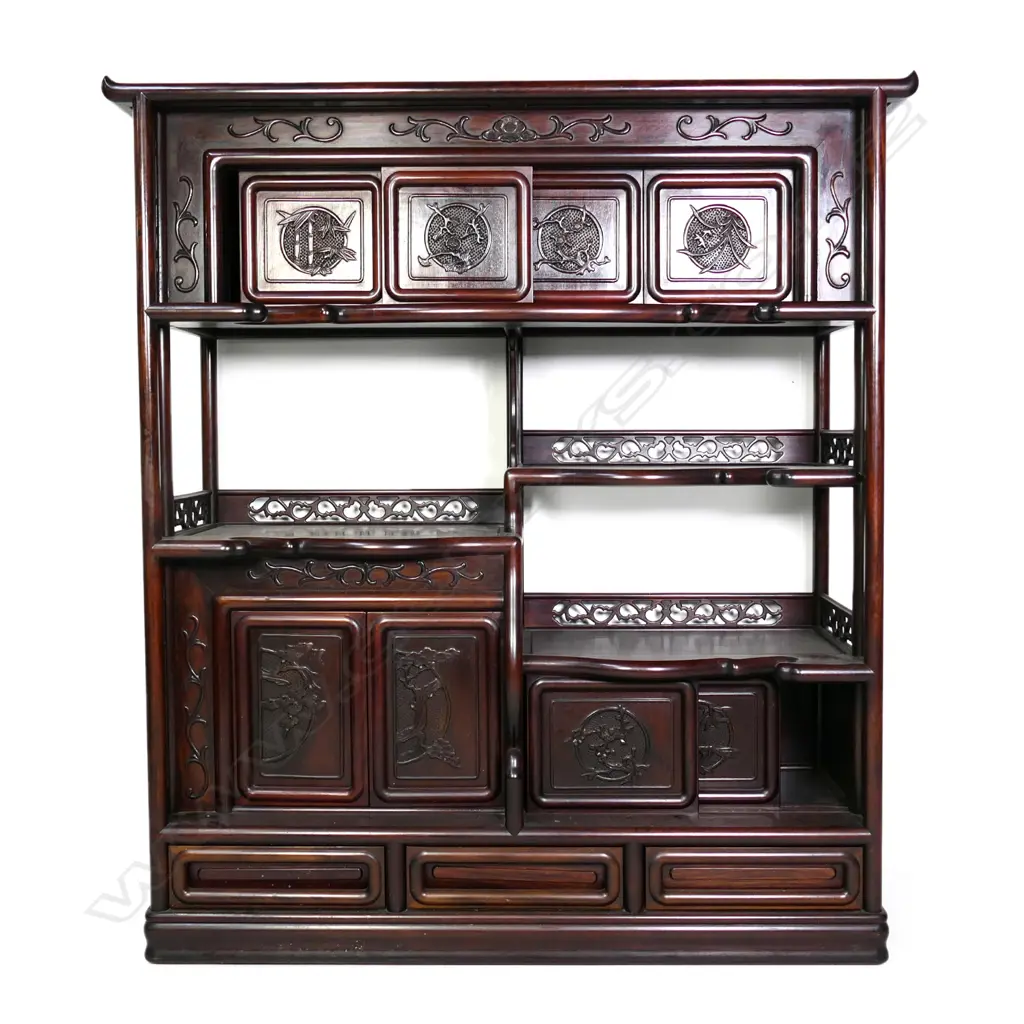 A good vintage Chinese rosewood display cabinet Image 1++