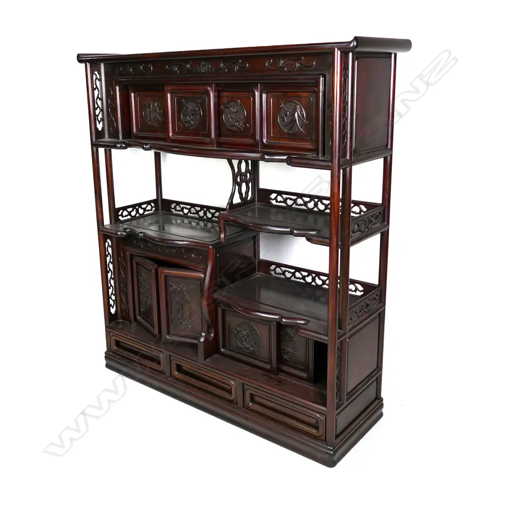 A good vintage Chinese rosewood display cabinet Image 1++