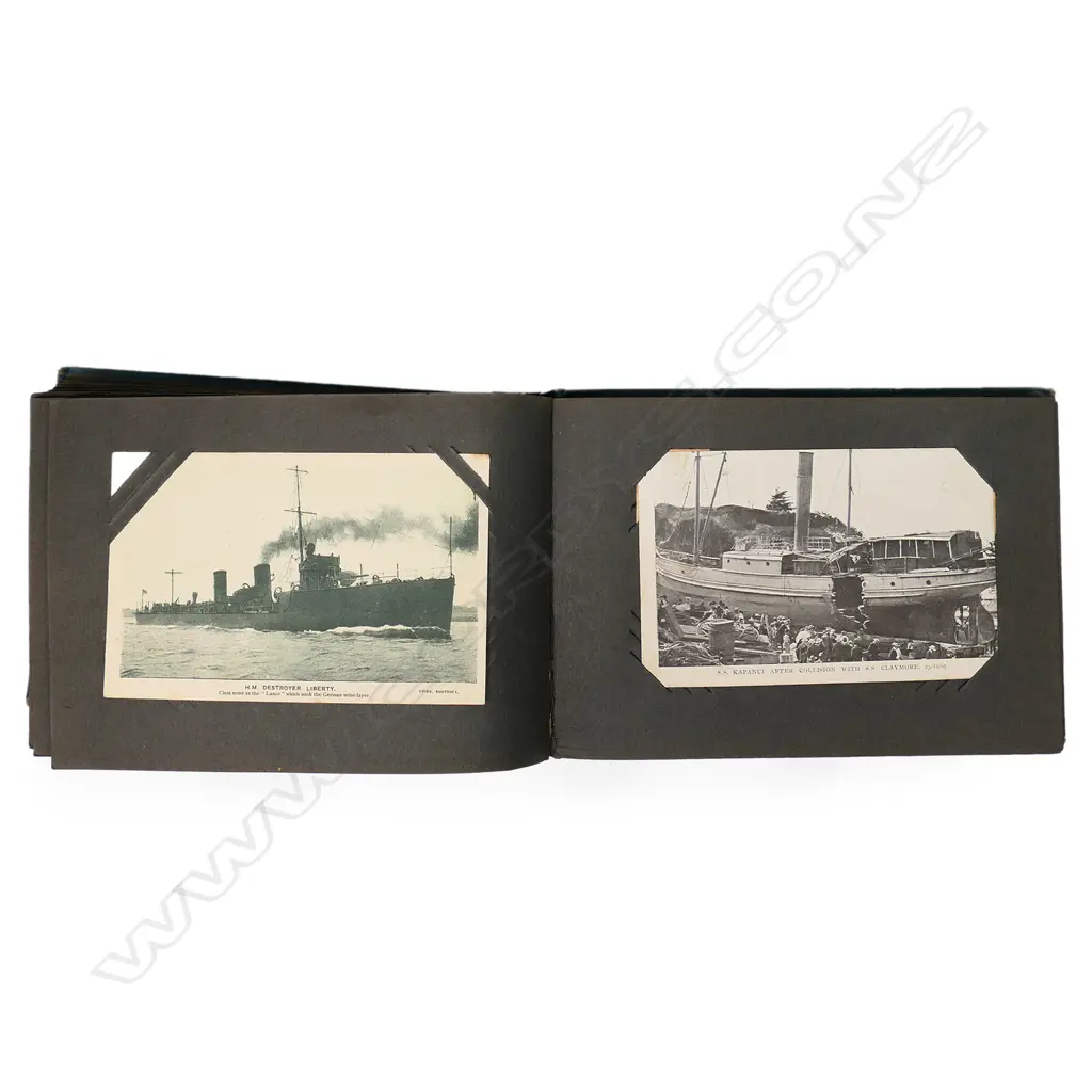 A small vintage postcard album, contain one hundred shipping postcards including many from New Zealand. Image 1++