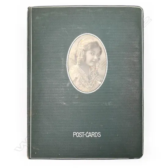 A vintage postcard album, contains four hundred and ninety-four posts including Bruce Bairnsfather, Mabel Lucie Attwell, early NZ, Māori and Anzac photo cards, travel cards, Asti beauties and cards with Polynesian stamps.