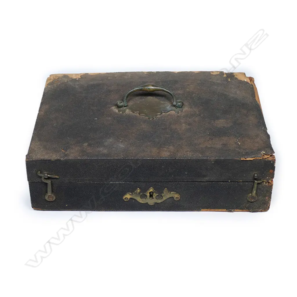 An early brass compound microscope by Benjamin Martin c.1775, the tube on a pivot hinge above a rack and pinion stage adjuster and baluster column from a folding tripod base, signed B. Martin, London. In original shagreen covered box with various additional lenses and parts. The case distressed. Image 1++