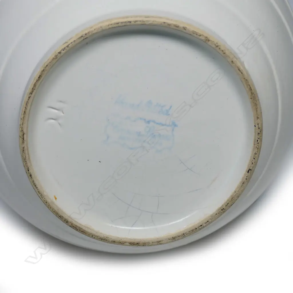 A Crown Lynn 'Hand Potted' vase, shape #24 with lathe banded spherical body and open flared neck, matt white glaze, printed and incised marks to base. H.185mm. Image 1++