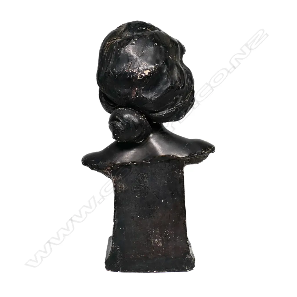 A French Art Nouveau pottery bust of a young woman, titled ‘Coquelicot', signed 'Gaseau', Image 1++